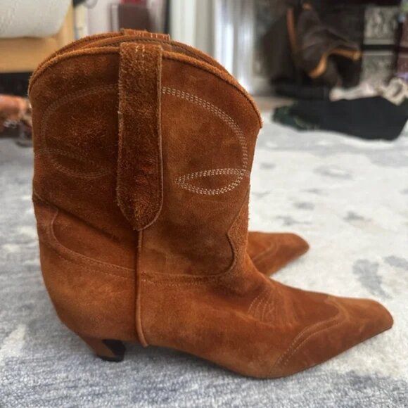 Khaite Dallas Rust Suede Cowboy Boots - Picture 4 of 5